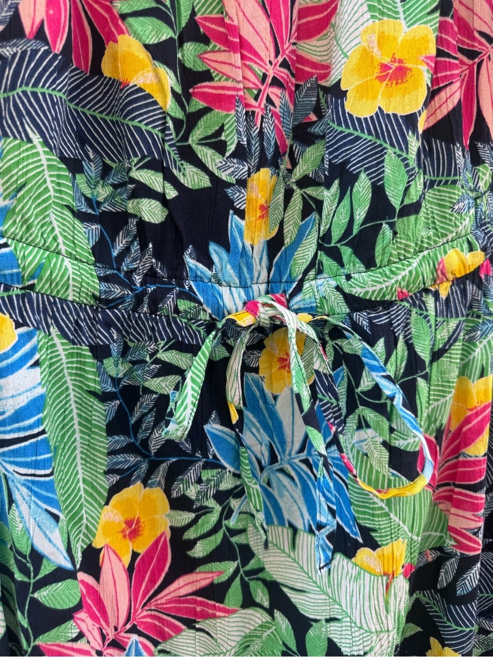 Style & Co. Tropical Floral Midi Dress in Black, Green, Blue, Pink, Yellow XL - Picture 4 of 7